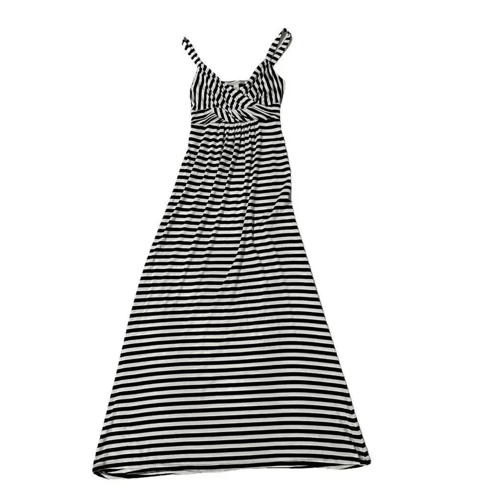Boston Proper Women’s Black & White Stripped Maxi Dress Size XS